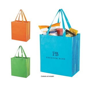 Custom Shiny Laminated Non-Woven Tropic Shopper Tote Bag, 13" W x 15" H x 8" D