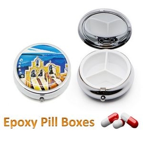 Custom Round Compact Pill Box, 1 3/4" D