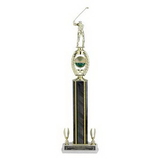 Custom Green Splash Figure Topped Column Trophy w/2
