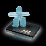 Custom Frosted Inukshuk Sculpture on Marble Base (4 1/2