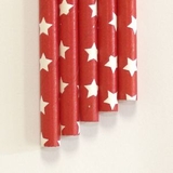 Custom Paper Straws Red White Stars Pattern - 7.70