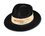 Velour Black & White Fedora Hat w/ Custom Printed Paper Band, Price/piece