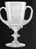 Custom Hand Cut Lead Free Crystal Trophy w/ 2 Handles & Round Footed Basel (10