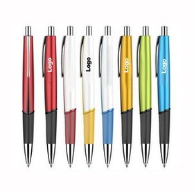 Custom Metallic Color Rubber Grip Ballpoint Pen, 5 1/2" L x 9/20" W