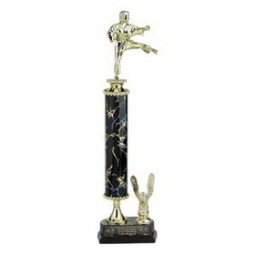 Custom Single Marbled Column Trophy w/Figure Mount (17 1/2")