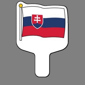 Custom Hand Held Fan W/ Full Color Flag Of Slovakia, 7 1/2" W x 11" H
