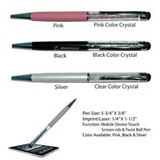 Custom Crystal Capacitance Pen - Pearl White w/ Silver Trim (SCREENED)