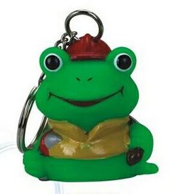 Custom Rubber Fireman Frog Keychain