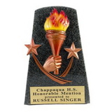 Custom Black Stone Resin Bronze Torch & Stars Trophy (5 1/2