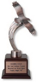 Custom 12" Electroplated Soaring Bronze Eagle Trophy on Wood Base