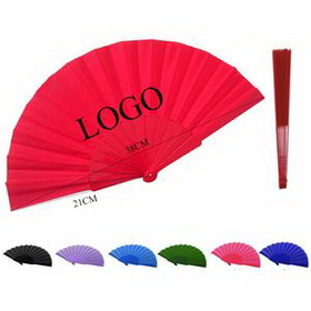 Custom Plastic Fabric Foldable Fan, 8 1/4" L x 15" W