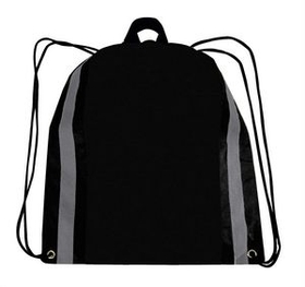 Custom Reflective Strip Cinch Bag, 13.5" W x 16" H