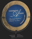 Custom Golden & Blue Round Acrylic Award S, 13 3/4