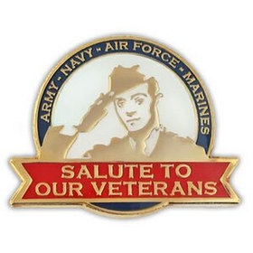 Blank Salute To Veterans Pin, 1" H