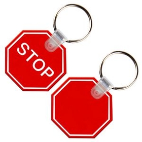 Custom Soft Stop Sign Key Tag, 1 3/4" L x 1 3/4" W