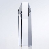 Custom Optical Crystal Hexagon Tower Award - Medium (Sandblasted), 7.5