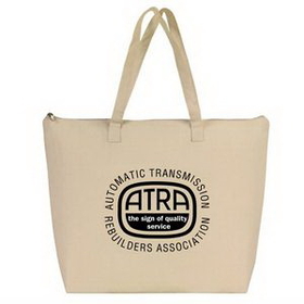 Custom Logo Zippered Cotton Tote, Canvas Tote Bag with Zipper, Grocery shopping bag, Travel Tote, 20" L x 15" W x 5" H
