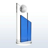Custom Large Crystal Blue Success Golf Award, 4