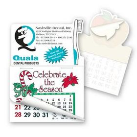 Toothbrush Shape Custom Printed Calendar Pad Sticker W/ Tear Away Calendar, 4" L X 3" W