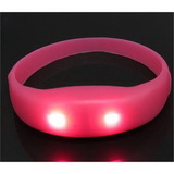 Custom Sound Activated Lighting Pink LED Silicone Bracelet, 2.4