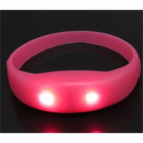 Custom Sound Activated Lighting Pink LED Silicone Bracelet, 2.4" Diameter