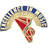 Blank Hard Stoned Enamel Music Pins (Excellence in Music), 1 1/8