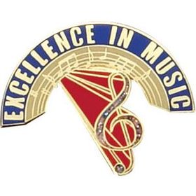 Blank Hard Stoned Enamel Music Pins (Excellence in Music), 1 1/8" W