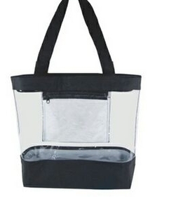 Custom Simple Clear Tote Bag w/ Inside Pocket, 11 1/2" L x 4" W x 11 1/2" H