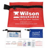 Custom 31 Piece Multi-Bandage First Aid Kit In Supersized Zipper Pouch With Plastic Hook, 7 1/2