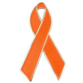 Blank Orange Awareness Ribbon Lapel Pin, 1" H