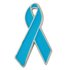 Blank Light Blue Awareness Ribbon Lapel Pin, 1" H