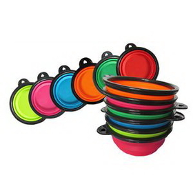 Custom Collapsible Silicone Pet Bowl, 2 1/8" H x 5 1/8" D