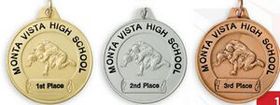 Wrestling Custom Award Medal w/ School Team Name & Placement (1 1/2")