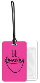 Custom Luggage Tags White Plastic 2.75"x4.5", Spot Colors, 6" Loop & Clear Pocket