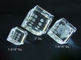 Dice, 1 side blank Crystal Award Trophy., 2" Diameter