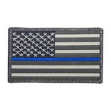Blank Thin Blue Line Police U.S. American Flag Patch, 3.5