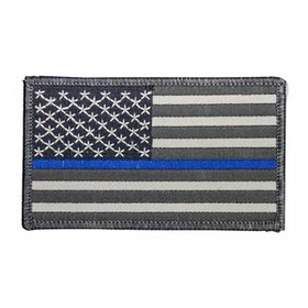 Blank Thin Blue Line Police U.S. American Flag Patch, 3.5" W x 2" H