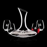 Custom 42 Oz. Madagascar Crystalline Carafe W/ 4 Stemless Wine Glasses