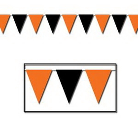 Custom Orange & Black Outdoor Pennant Banner, 18" L x 30' W