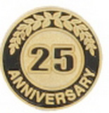 Custom 25 Years Anniversary Round Stock Die Struck Pin