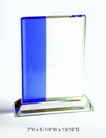 Custom Veertical Panel Optical Crystal Award Trophy., 7" L x 5.25" W x 0.8125" H