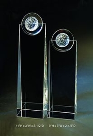 Custom Golf Optical Crystal Award Trophy., 9" L x 3" W x 2.5" H