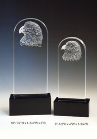Custom Eagle Optical Crystal Award Trophy., 8.5" L x 4" W x 1.75" H