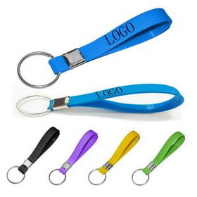Custom Debossed/Color-Filled Silicone Wristband with Keychain, 8" L x 1/2" W