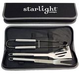Custom 3-Piece Stainless Steel BBQ Tool Set in Zipper Pouch