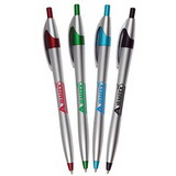 Custom Silver Barrel European Design Ballpoint Pen w/ Colored Accents