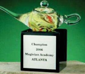 Custom Hand Blown Glass Aladdin Lamp Award