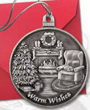 Custom Full Size Stock Design Pewter Ornament (Warm Wishes), 2.25
