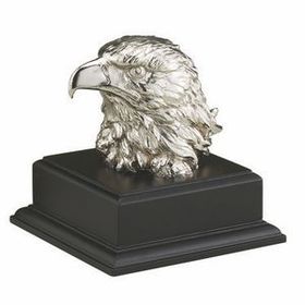 Blank Silver Plated Eagle Head w/Wood Base (6 1/2")
