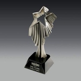 Custom Signature Series Aurora Silver Swooshing Star Award w/ Black Nickel Base, 11 1/2